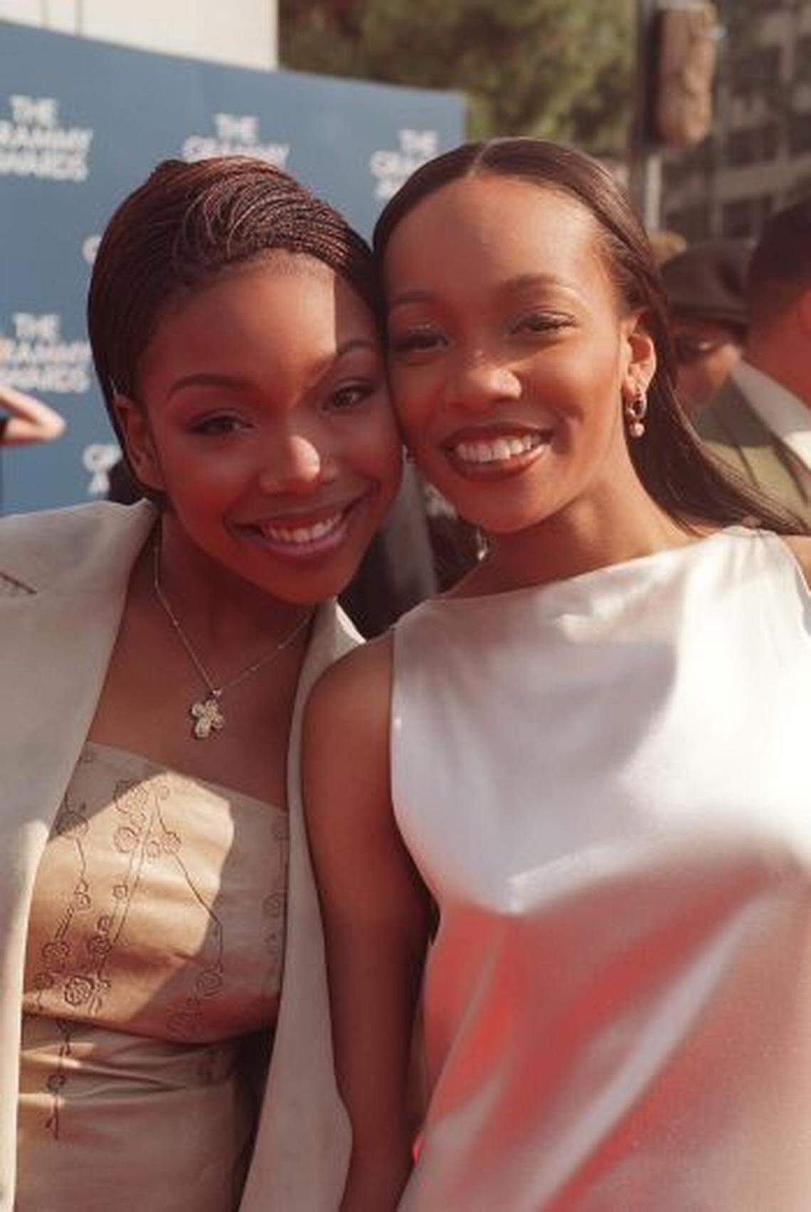 02/2499. Los Angeles, CA. Brandy and Monica arrive at the “Grammy Awards” held in Los Angeles at the Shrine Auditorium.