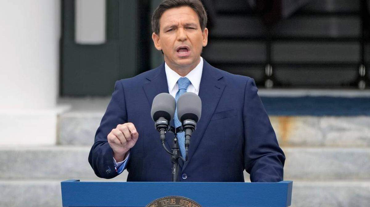 Florida Gov. Ron DeSantis gives a speech during his inauguration ceremony on Jan. 3 in Tallahassee. As he opened the 2023 legislative session nearly two months ago, Gov. Ron DeSantis targeted illegal immigration. Tuesday, Republican lawmakers carried out DeSantis’ wishes.