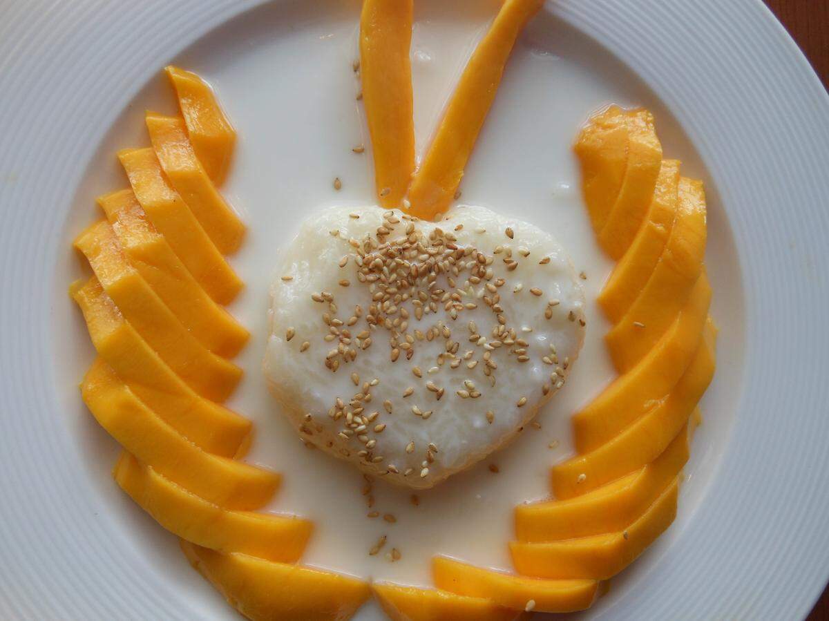 Sticky rice with coconut and mango at Malakor Thai Isaan.