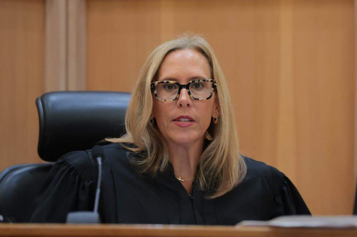 Miami-Dade Circuit Court Judge Andrea Wolfson listens to arguments during a competency hearing Tuesday to determine whether Jorge Barahona can stand trial. On Wednesday, July 23, 2025, the judge ruled he is competent to go on trial in the death of his 10-year-old adopted daughter, Nubia Barahona, and child abuse of her twin brother.
