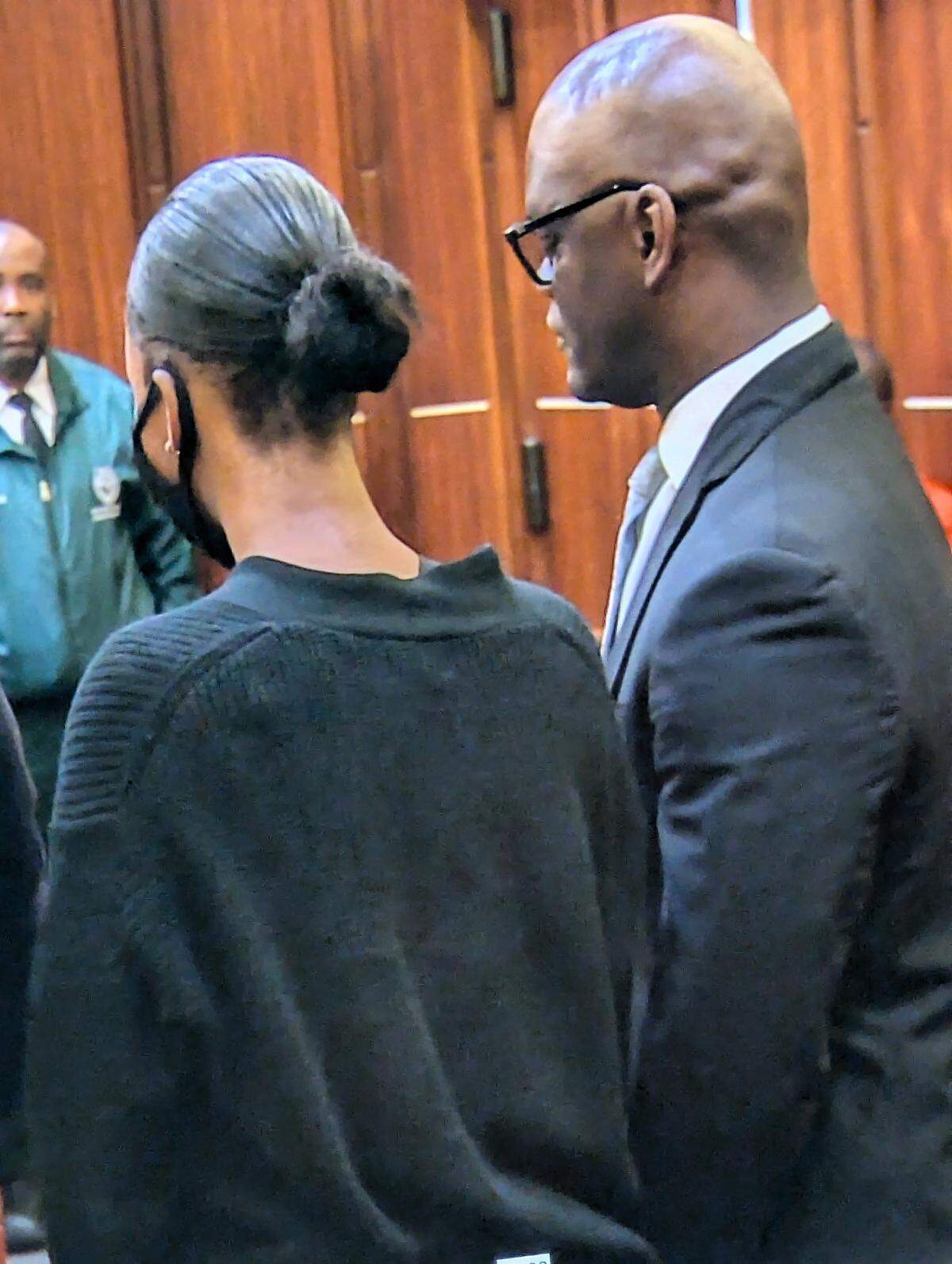 Jahara Malik, 17, is charged with manslaughter in the stabbing death of another 17 year-old, Miami Northwestern Senior High junior Yahkeim Lollar. Tuesday, Jahara stood next to Miami-Dade County Commissioner Kionne McGhee during a court hearing.