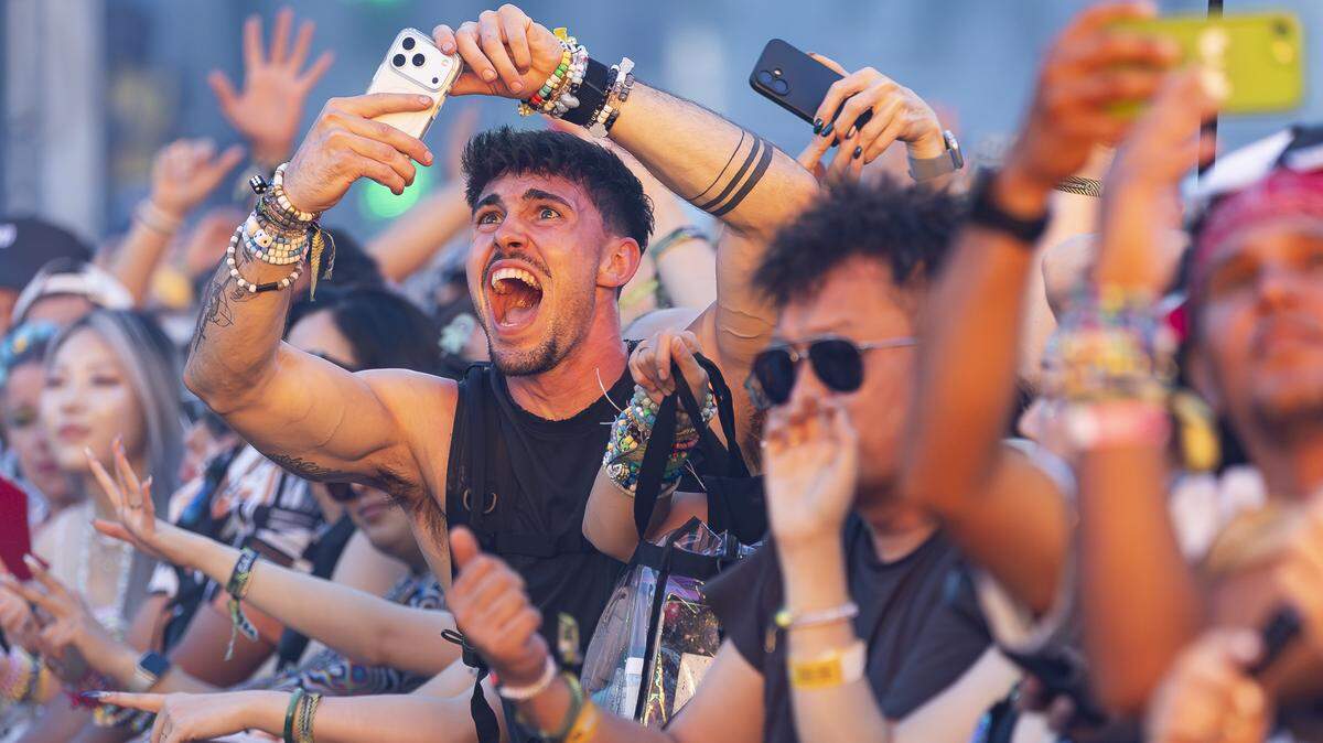 Maj Jelen, from Slovenia, reacts as Excision performs during Ultra Music Festival’s 26th anniversary at Bayfront Park on Saturday, March 28, 2026, in downtown Miami, Fla.