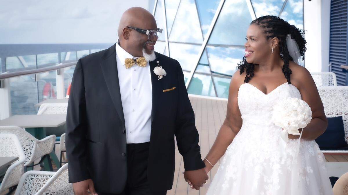 Michael Herbert Anderson and his wife Pam celebrate their 25th anniversary and renew their wedding vows on a cruise they took in November. Anderson, an award-winning filmmaker who worked for WLRN, died on Dec. 14 at his Miami home. He was 58.
