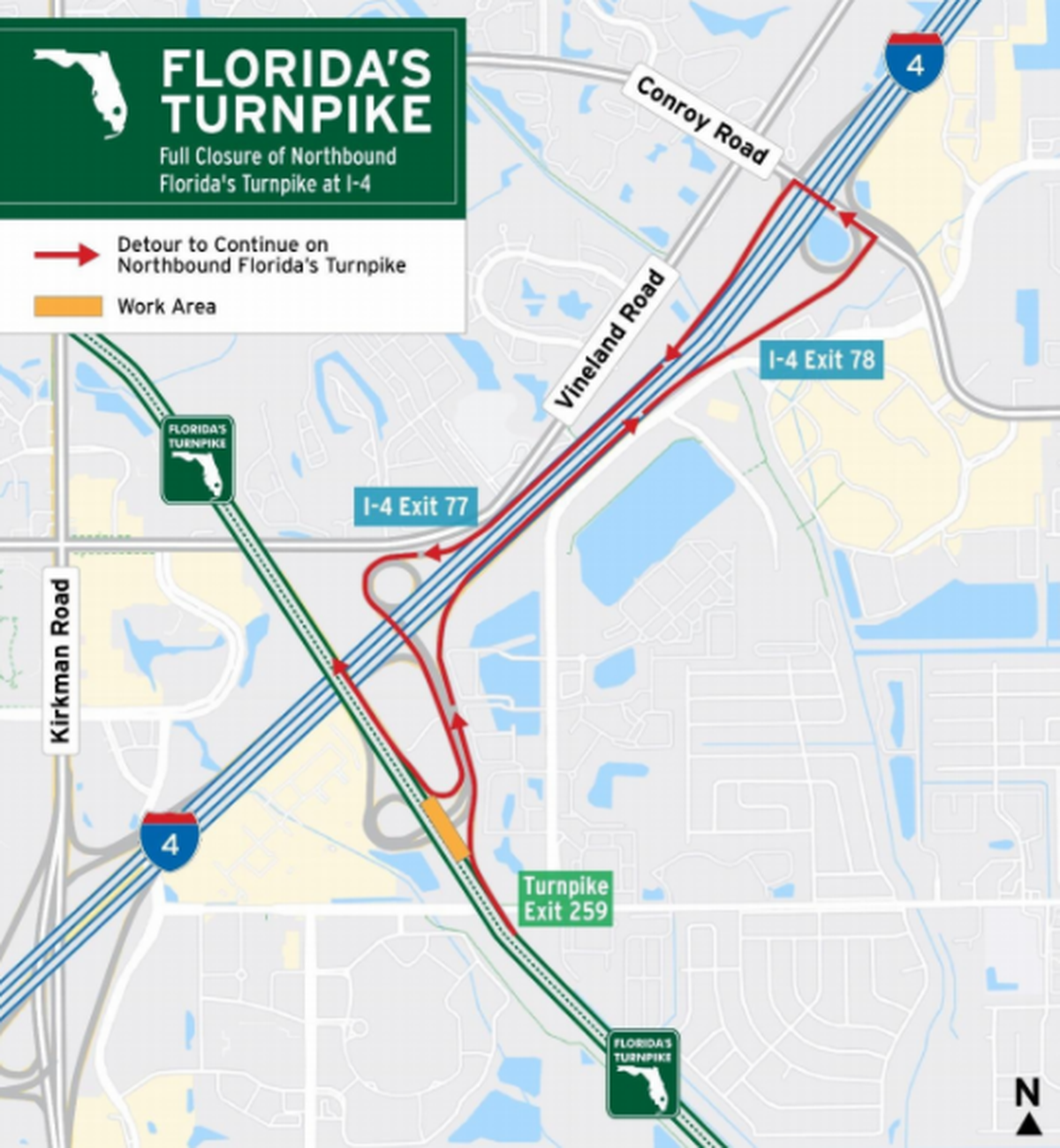 Detours to Florida turnpike closure