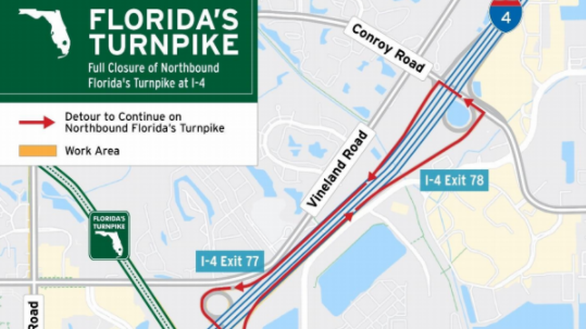 Detours to Florida turnpike closure