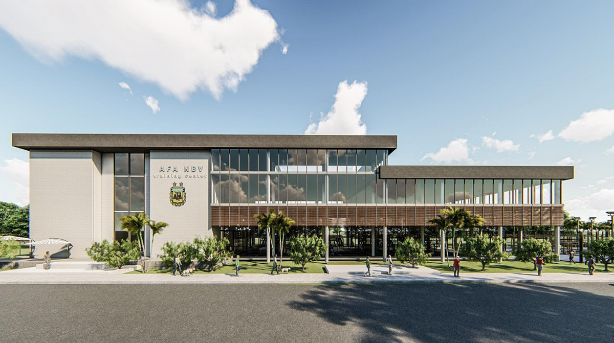 A rendering of the Argentine Football Association’s proposed training facility and community center in North Bay Village.