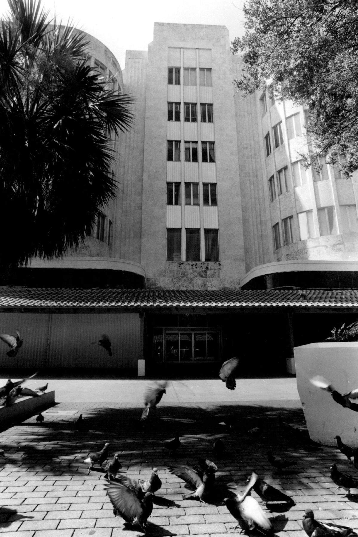A landmark building on Lincoln Road with Woolworth and Barnett Bank in 1993.