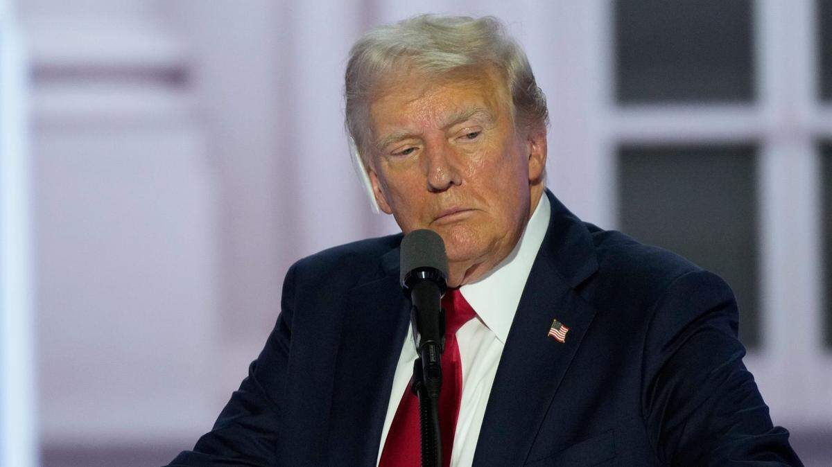 Donald Trump delivers his nomination acceptance speech during the final day of the Republican National Convention at the Fiserv Forum on July 18, 2024 in Milwaukee, WI.