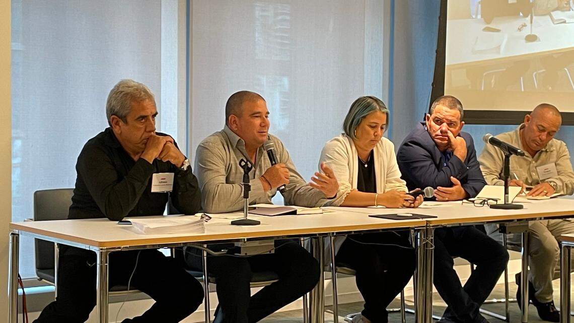 Cuban entrepreneurs exchange views with members of the Cuban American business community in Miami on Sept. 26, 2023.