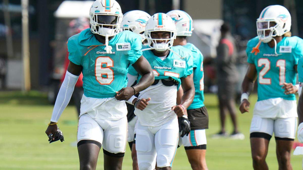 Miami Dolphins cornerback Trill Williams during an NFL football training camp practice Wednesday, Aug. 10, 2022, in Tampa, Fla. (AP Photo/Chris O’Meara)
