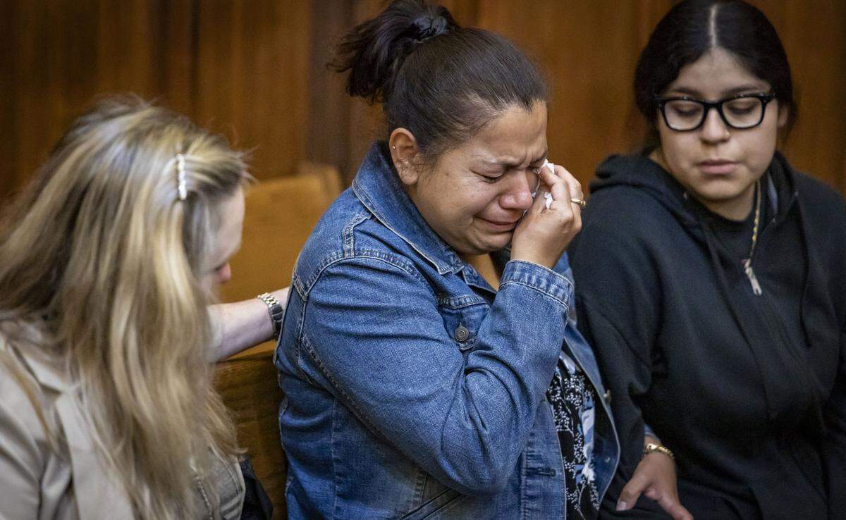 Miami, FL, October 16, 2025 - Pedro Jimenez' family reacts after the guilty verdict. Daisy Link was found guilty of second degree murder. 