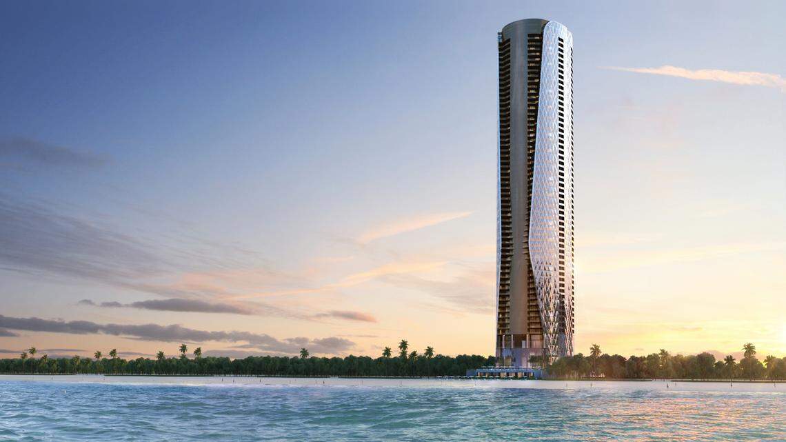 Architectural rendering of the 60-story Bentley Residences tower in Sunny Isles Beach. Construction is expected to begin in 2023.