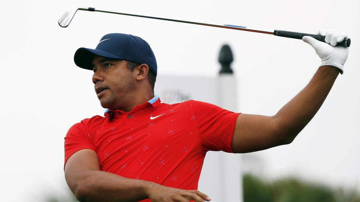 Jhonattan Vegas, of Venezuela, tees off on the 16th hole during the first round of the Honda Classic Thursday, Feb. 28, 2019, in Palm Beach Gardens, Fla.