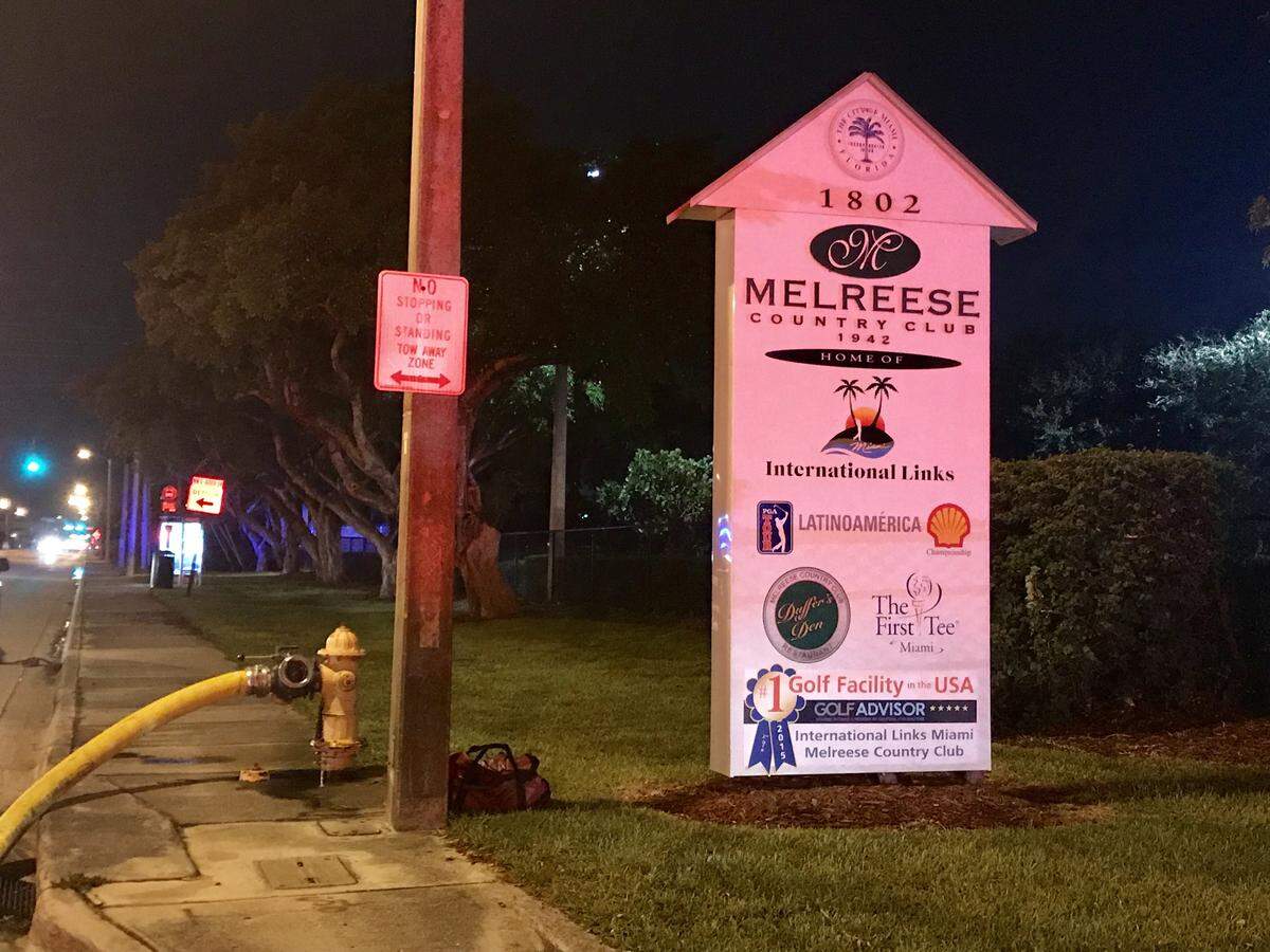 Miami Fire Rescue crews responded to a fire at Melreese County Club late Tuesday night, July 24, 2018. Fire officials said about 40 golfs had caught fire near the clubhouse.