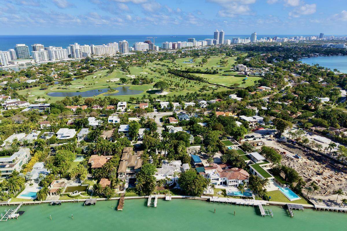 An aerial view of the property at 6000 N. Bay Rd., which just sold for $31.5 million.