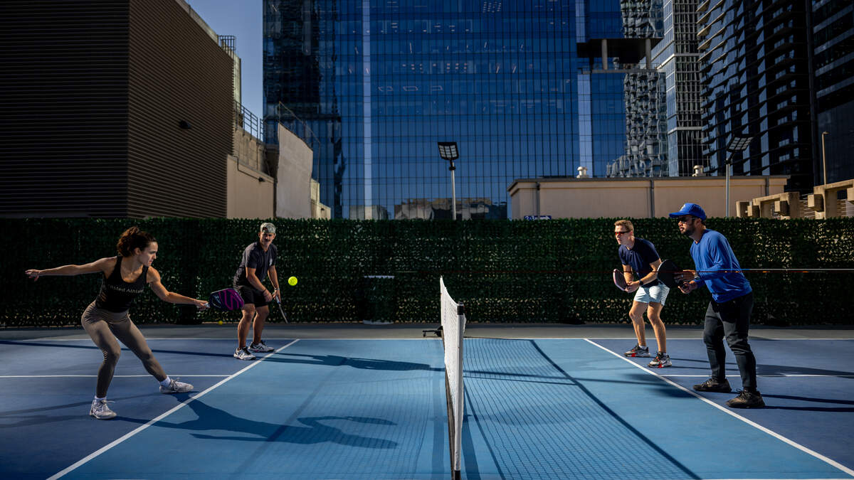 Pickleball players compete at the Urban Pickleball Club in downtown on October 19, 2023 in Austin, Texas.