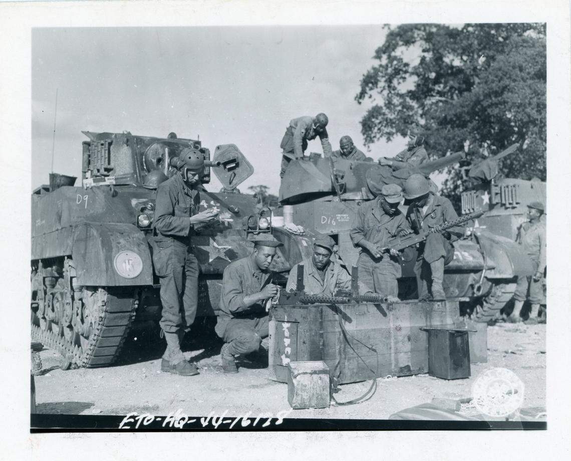 World War II’s only all-Black soldier tank company, the 761st Tank Company known as the “Black Panthers,” photographed on Sept. 27, 1944. 