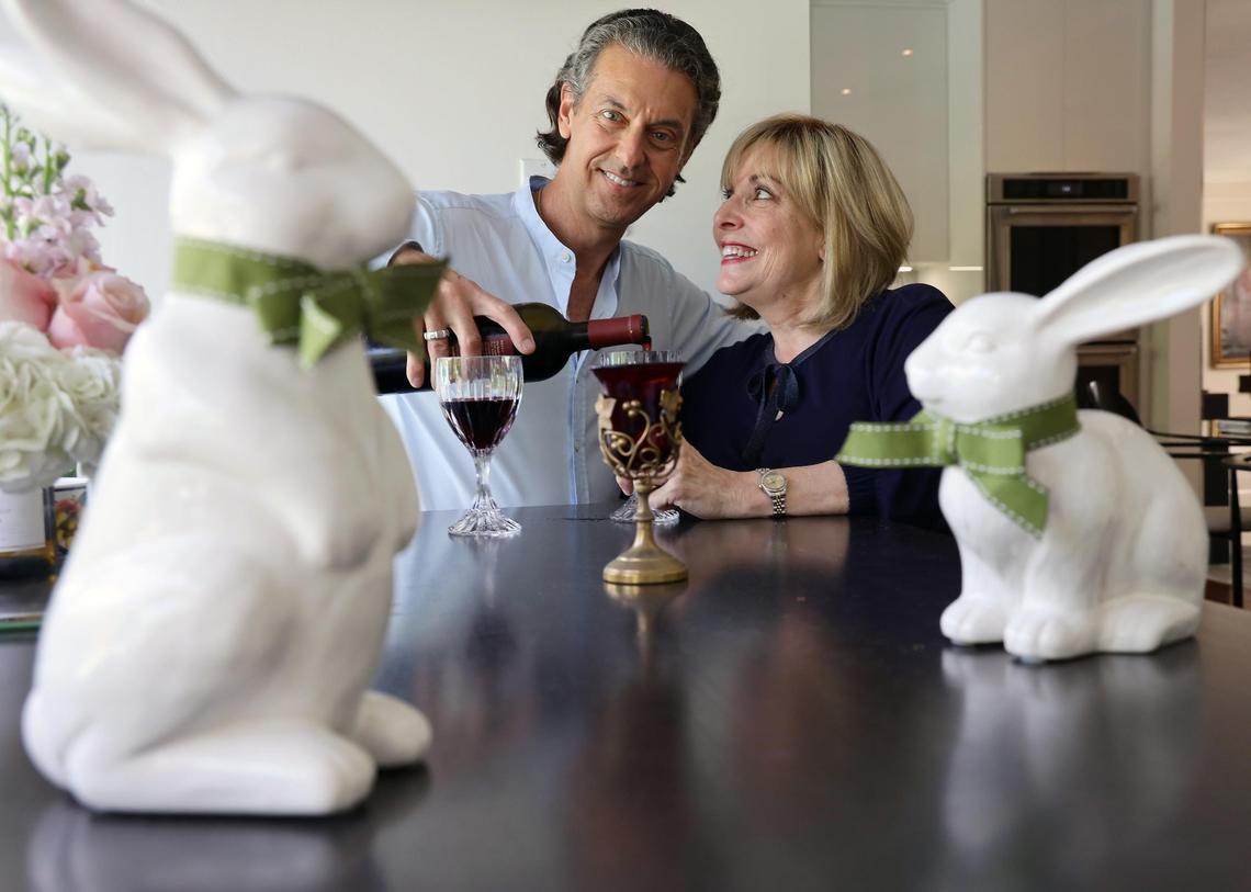 Attorneys Bill Snihur and his wife May Cain embrace both Christian and Jewish faiths and will celebrate both Easter and Passover. At their North Miami Beach home, they reminisce about how they met over a glass of wine.