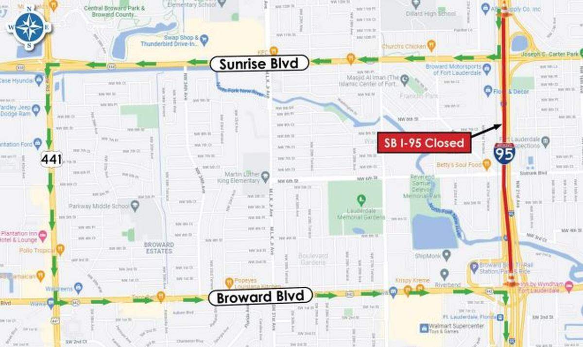 Overnight detour for southbound Interstate 95 drivers