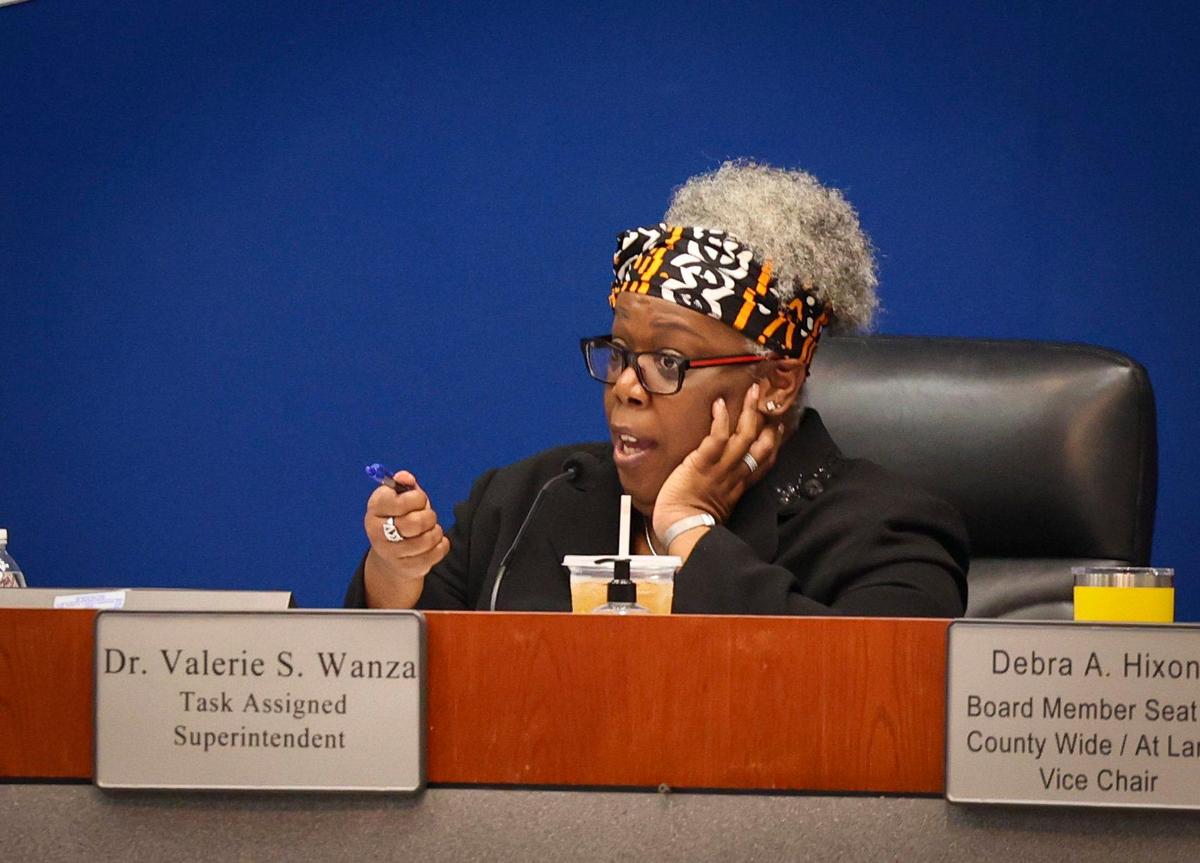Dr. Valerie Wanza, task assigned interim superintendent, speaks during a Broward County School Board meeting on Wednesday, Feb. 15, 2023, in Fort Lauderdale.