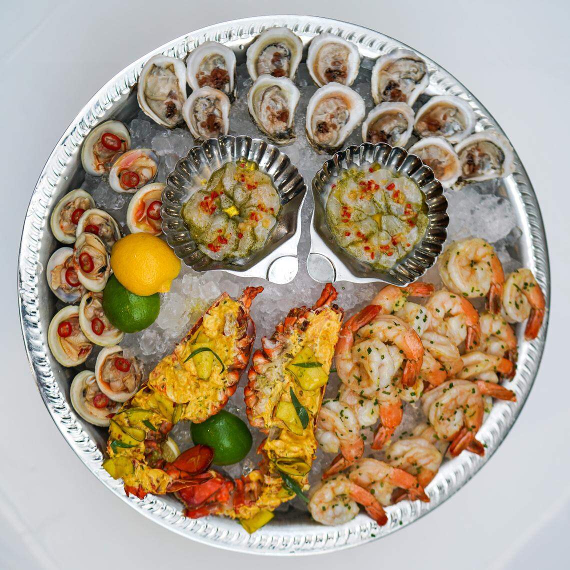 The shellfish tower at the new Dirty French in Brickell