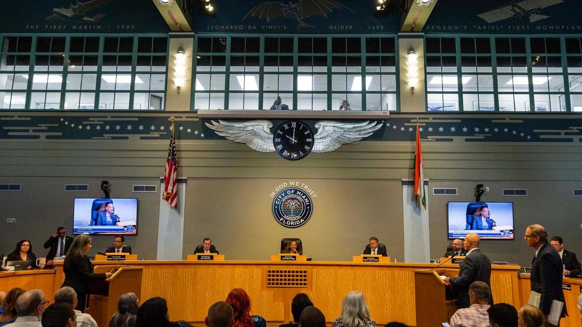 A Miami City Commission meeting on Tuesday, June 17, 2025, in Miami.