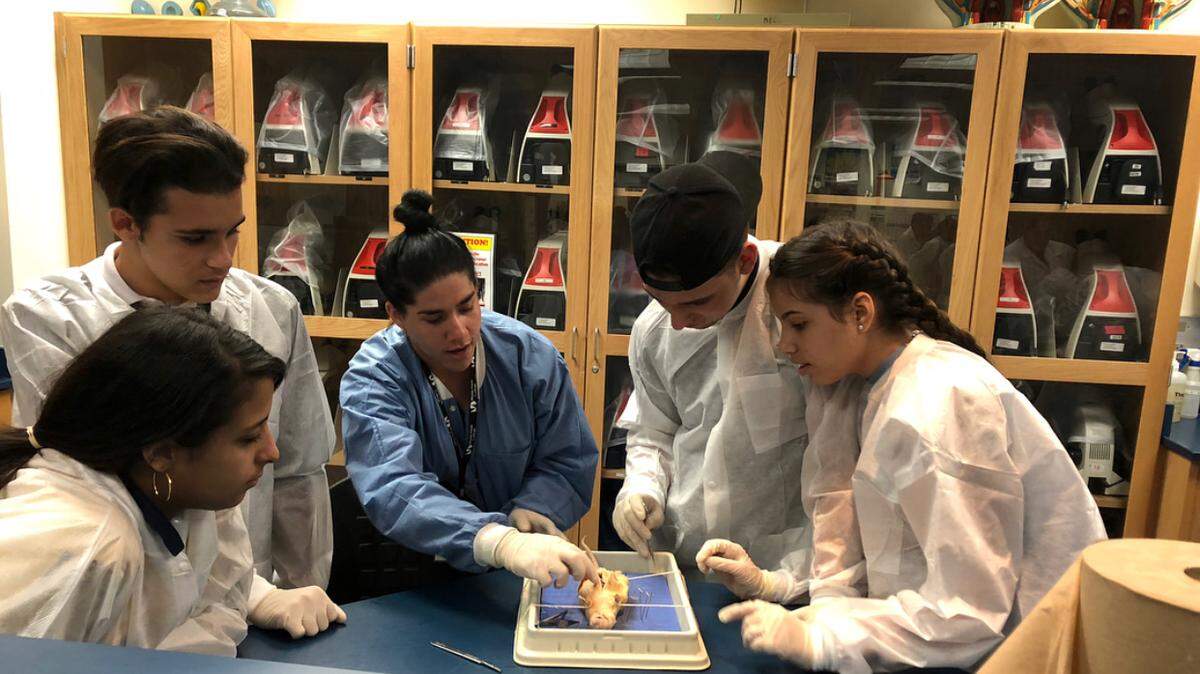 Students at a science class at the LBA Academy in Hialeah Gardens, the first business charter school established by a professional business association in the U.S.