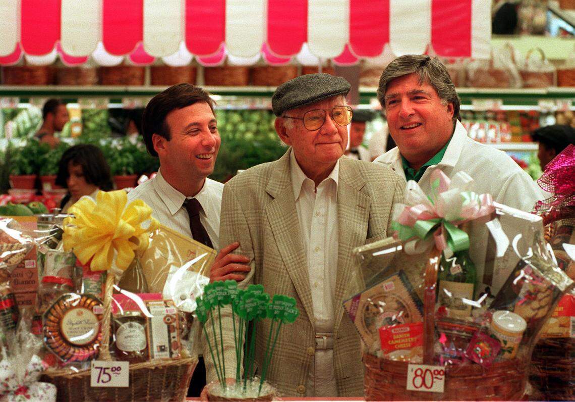 From left, Mitchell Thal, the grandson, Edward Thal the founder, and Harry Thal the nephew of Edward, of the Epicure Market in Miami Beach in 1995.