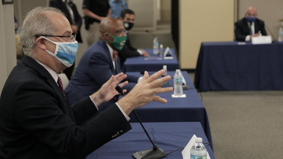 Miami Beach Mayor Dan Gelber speaks during a roundtable discussion Miami-Dade County mayors had Tuesday, July 14, 2020, with Florida Gov. Ron DeSantis regarding COVID-19.