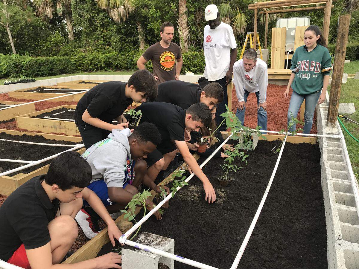 Students at Leewood K-8 Center planted their first crops Oct. 9 in the new school garden. Future plans for the school garden curriculum include visits to the school from chefs of The Brick and a recipe competition.
