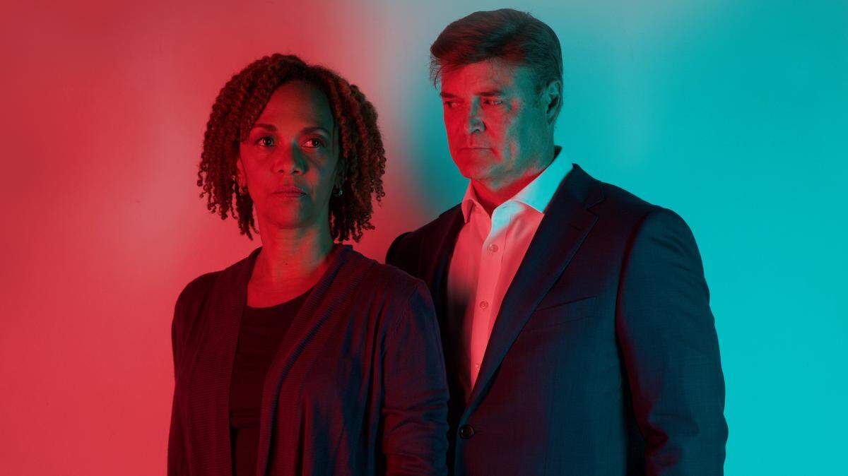 Karen Stephens and Clive Cholerton play estranged parents trying to get answers about their missing son in ‘American Son,’ a Zoetic Stage production in the Carnival Studio Theater at Miami’s Arsht Center.