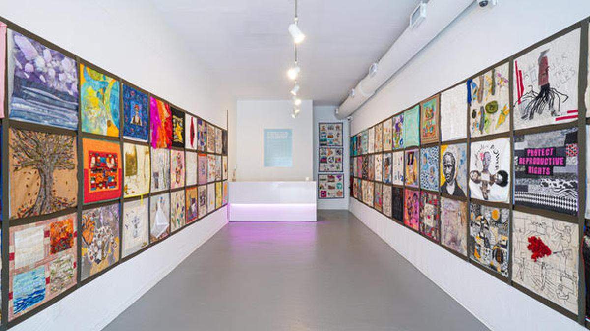 Quilts at a North Miami gallery take on a diversity of issues, including COVID-19, isolation and male-dominated society.