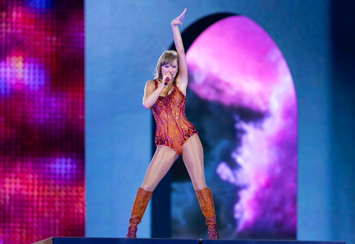 Taylor Swift performs onstage during The Eras Tour at Hard Rock Stadium on Friday, Oct. 18, 2024, in Miami Gardens, Fla.