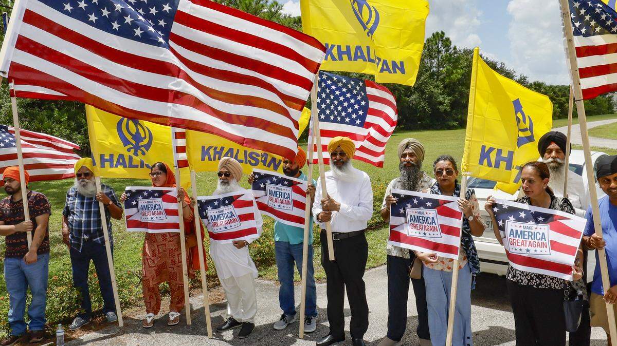 Members of the Sikh community gather in support of Harjinder Singh, a truck driver who is accused of manslaughter and vehicular homicide. They are also in support of the victims who were killed in the crash on the Florida Turnpike in St. Lucie County. Led by Gurpatwant Singh Pannun, the legal advisor for Sikhs for Justice on Thursday, August 28, 2025, at the St. Lucie County Jail in Fort Pierce, Florida.