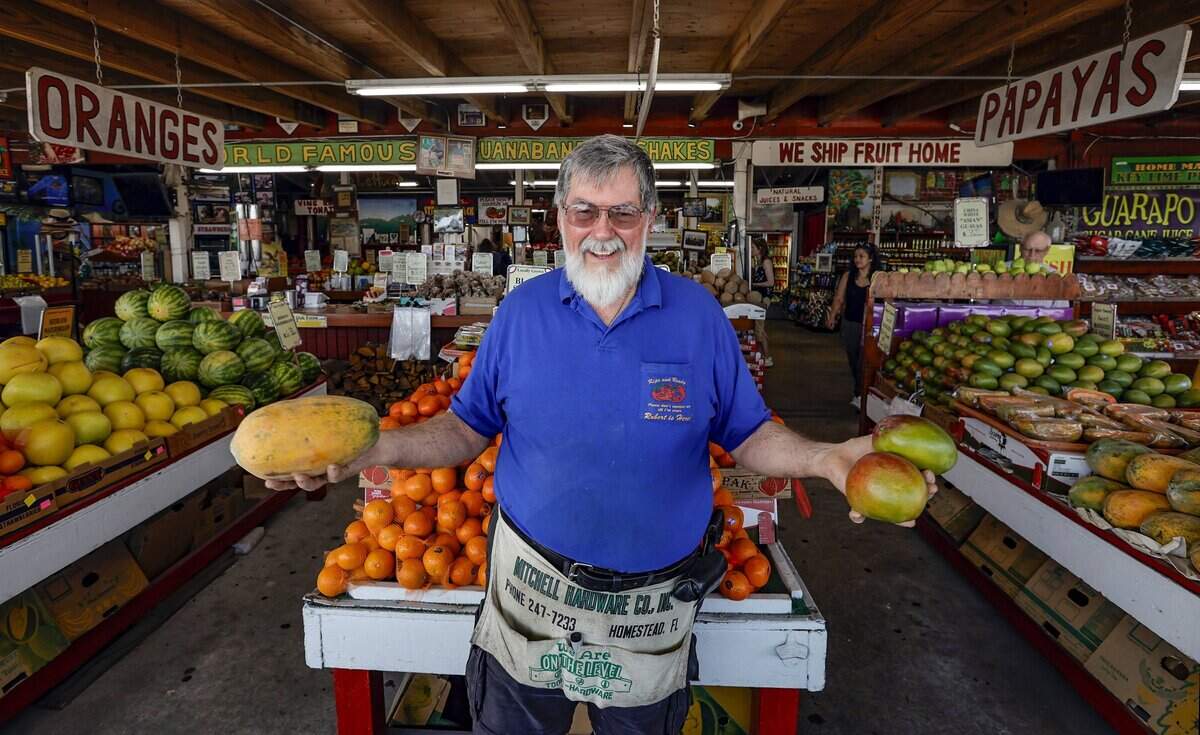 Robert Moehling, owner and founder of Robert Is Here Fruit Stand and Farm in Homestead, Fla., on Monday, February 12, 2024. He worries the agritourism rebrand will encourage development into agricultural land.