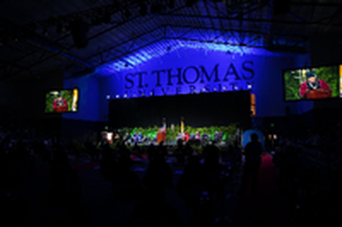 An in-person graduation ceremony was held on St. Thomas University’s campus in December 2020.