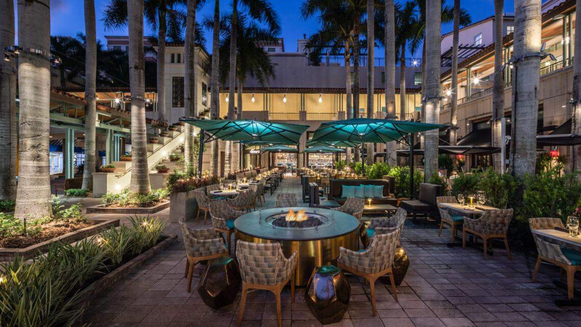 The outdoor patio at Perry’s Steakhouse & Grille.
