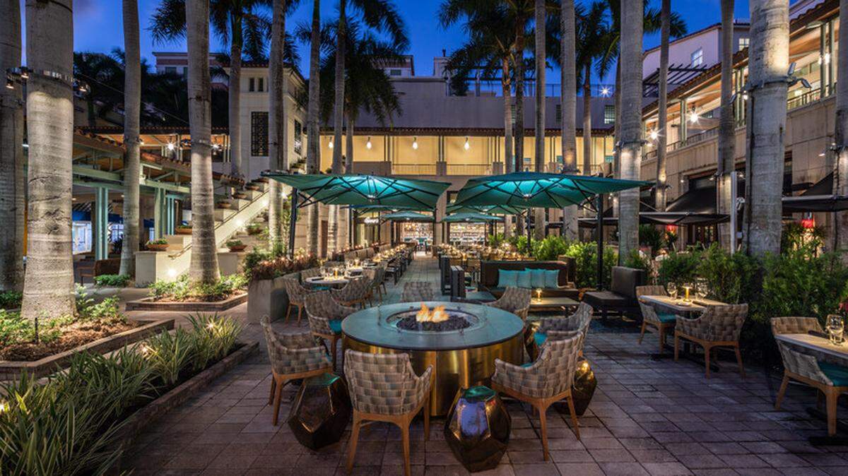 The outdoor patio at Perry’s Steakhouse & Grille.