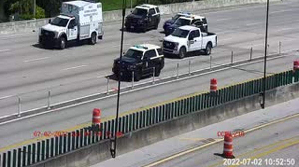Interstate 95’s southbound lanes just north of Sheridan Street, almost six hours after the fatal crash.