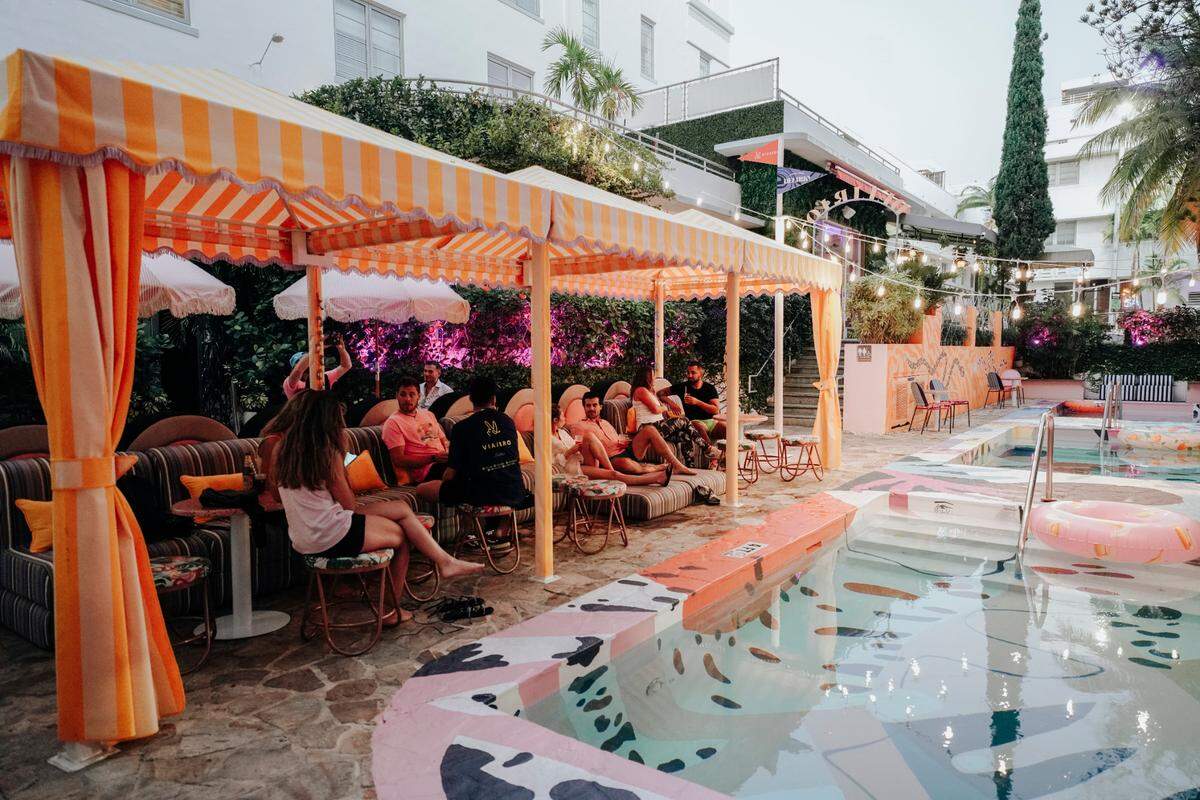 The pool deck at Delirio bar on South Beach.