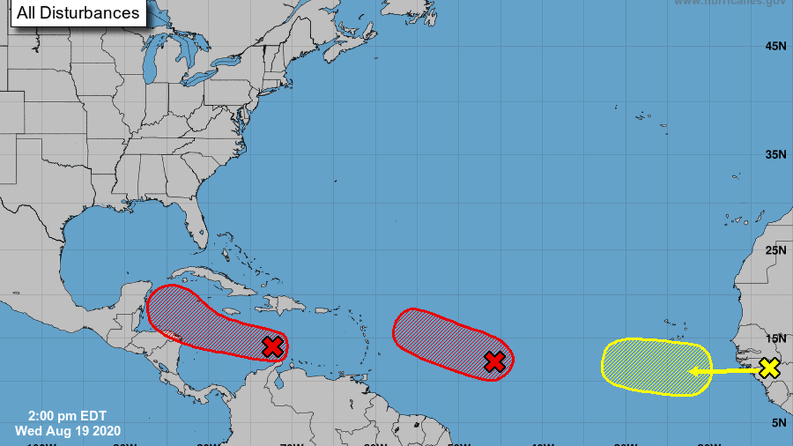 A third wave has appeared in the Atlantic, and two are forecast to turn into depressions