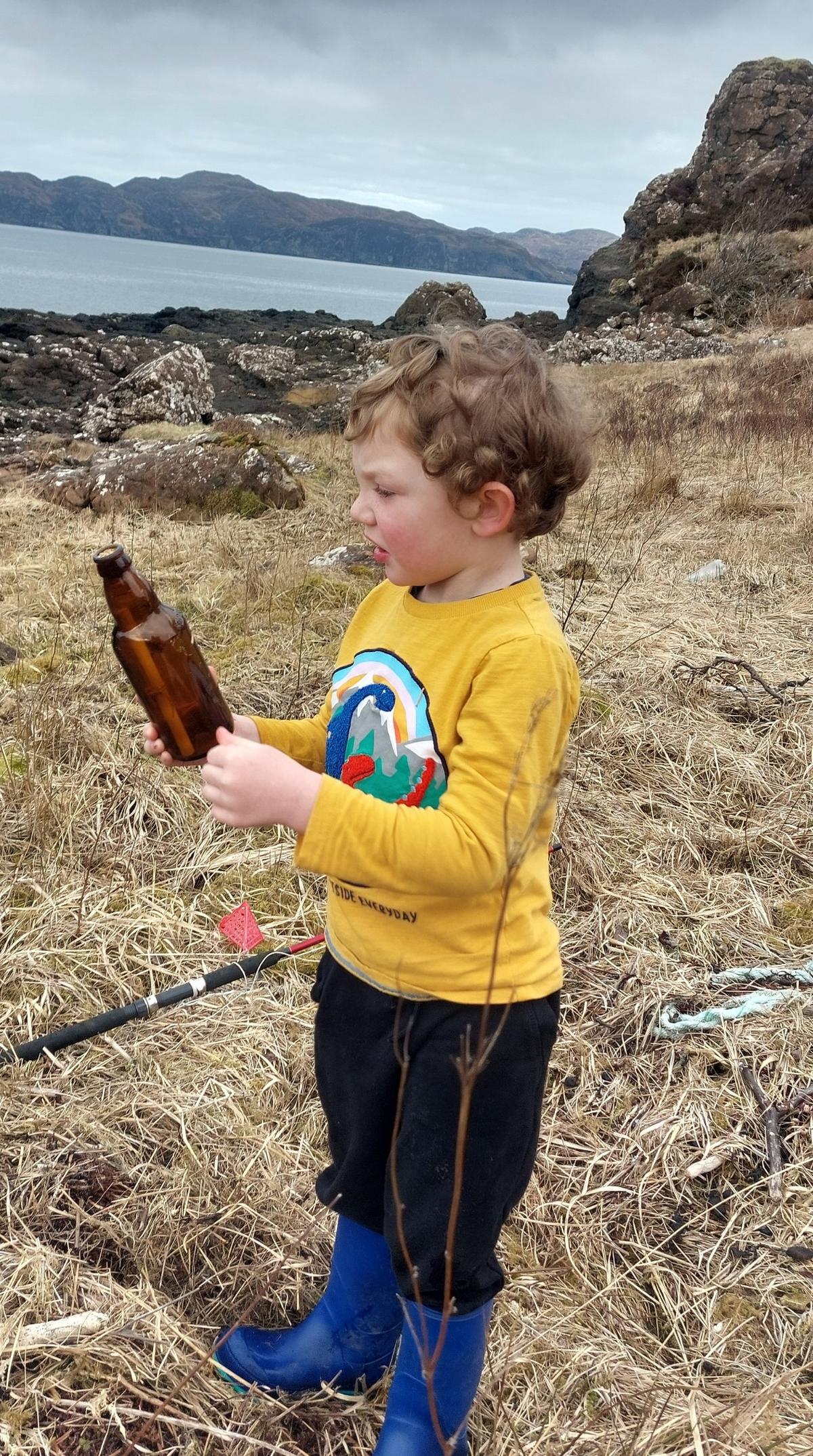 Hamish found the bottle while out “rockpooling” with his mom, brother and family friend.
