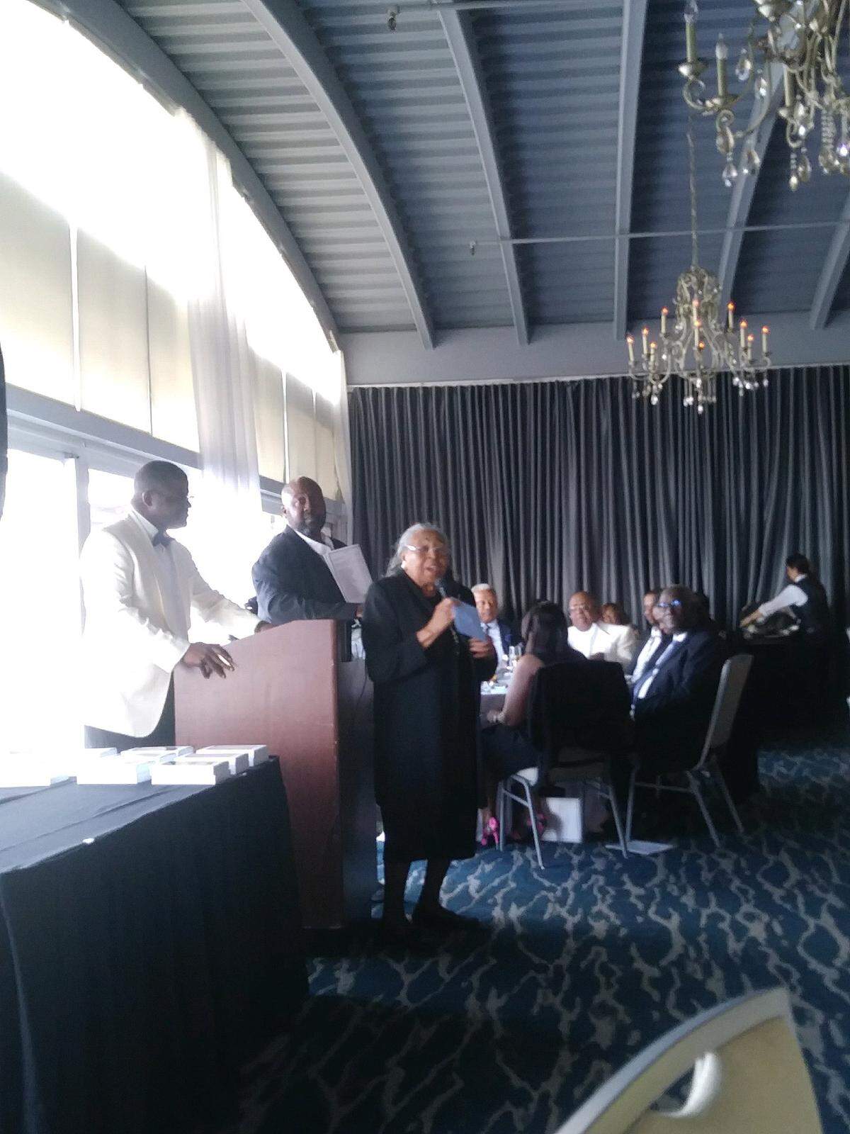 Nancy Dawkins speaks at a meeting of the The King of Clubs.