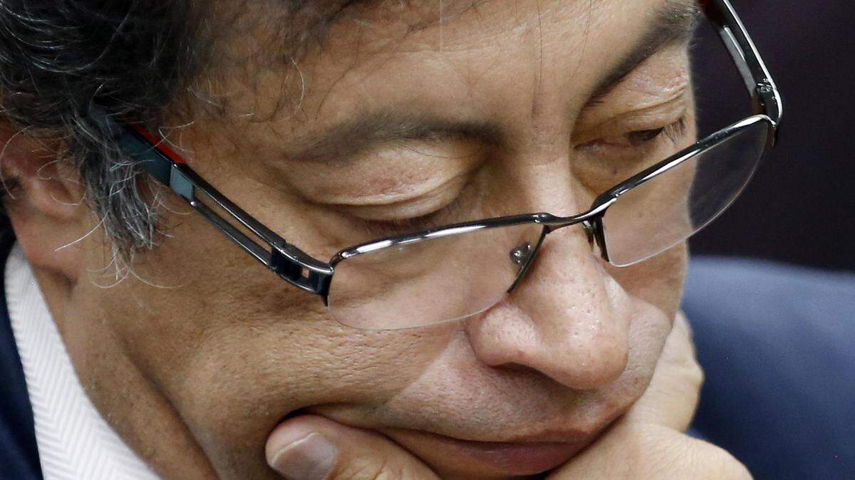 In 2018, then Sen. Gustavo Petro paused during an interview at a local radio station in Bogota, Colombia.