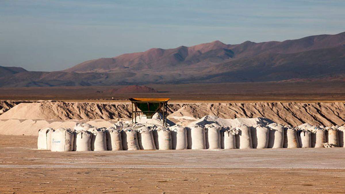 Lithium carbonate can be recovered from salt flats such as this Olaroz salt flat in Susques, Argentina.