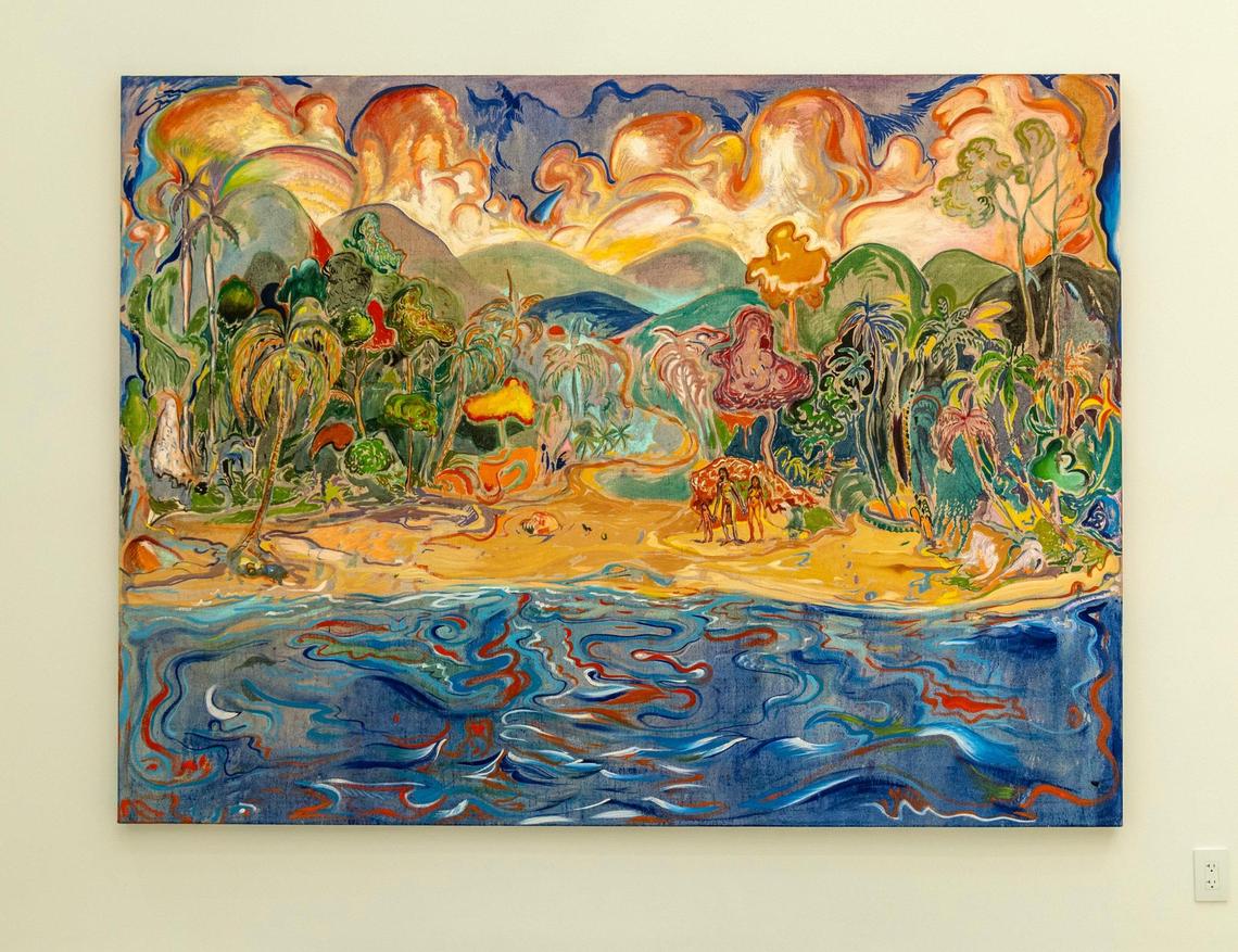 A piece by Cuban artist titled “Bienvenidos”, part of real estate developer and art collector John Marquez’s collection on display at his MAP Marquez Art Projects space in Allapattah.