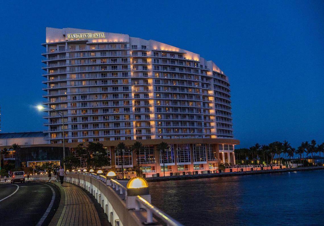 An evening view of The Mandarin Oriental, Miami on Thursday May 15, 2025. .