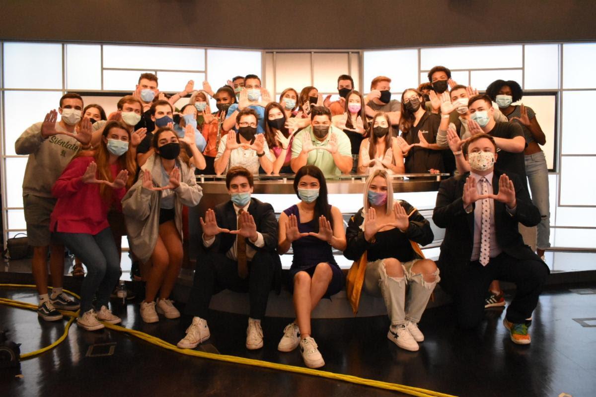 Students with University of Miami SportsDesk celebrate nominations for the Television Academy Foundation’s 41st College Television Awards.