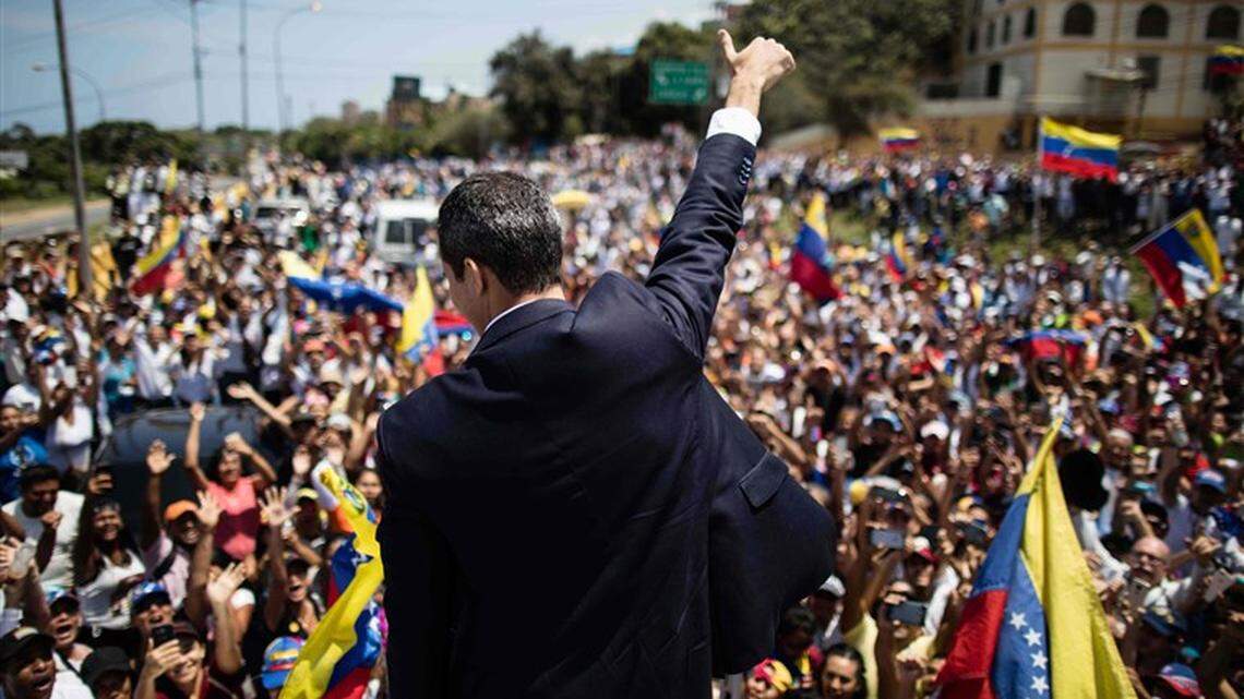 Venezuelan President Maduro has maintained his grip on power even though National Assembly President Juan Guaidó, above, was declared interim leader in January. 