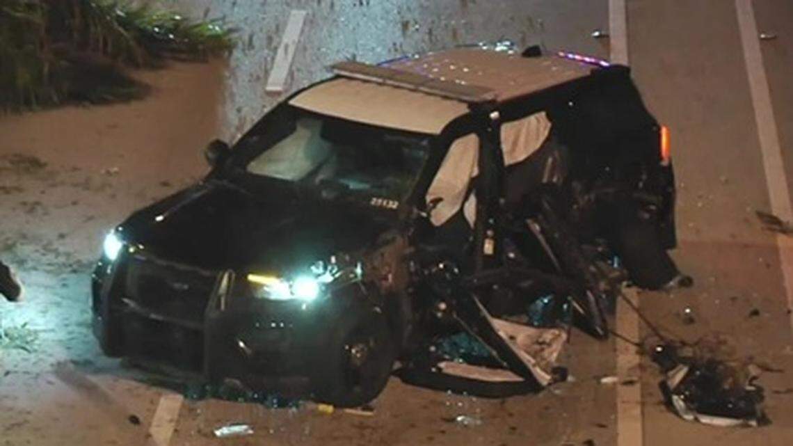 Hollywood police officer injured after BMW crosses A1A median. Driver runs away